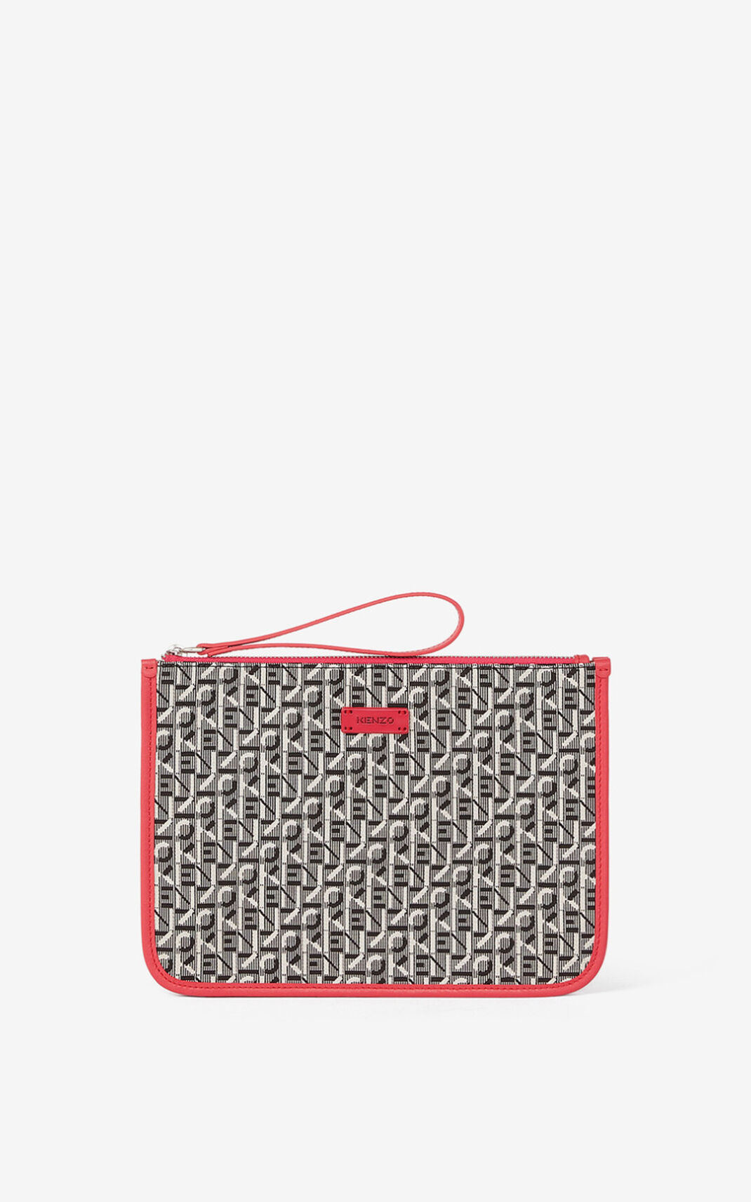 Kenzo Jacquard Courier Clutch Coral For Womens 0387HUGKJ